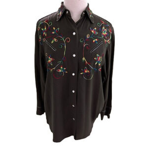 A.B.S. California Vintage 80’s Western Wear Size Small Rodeo Shirt Brown EUC